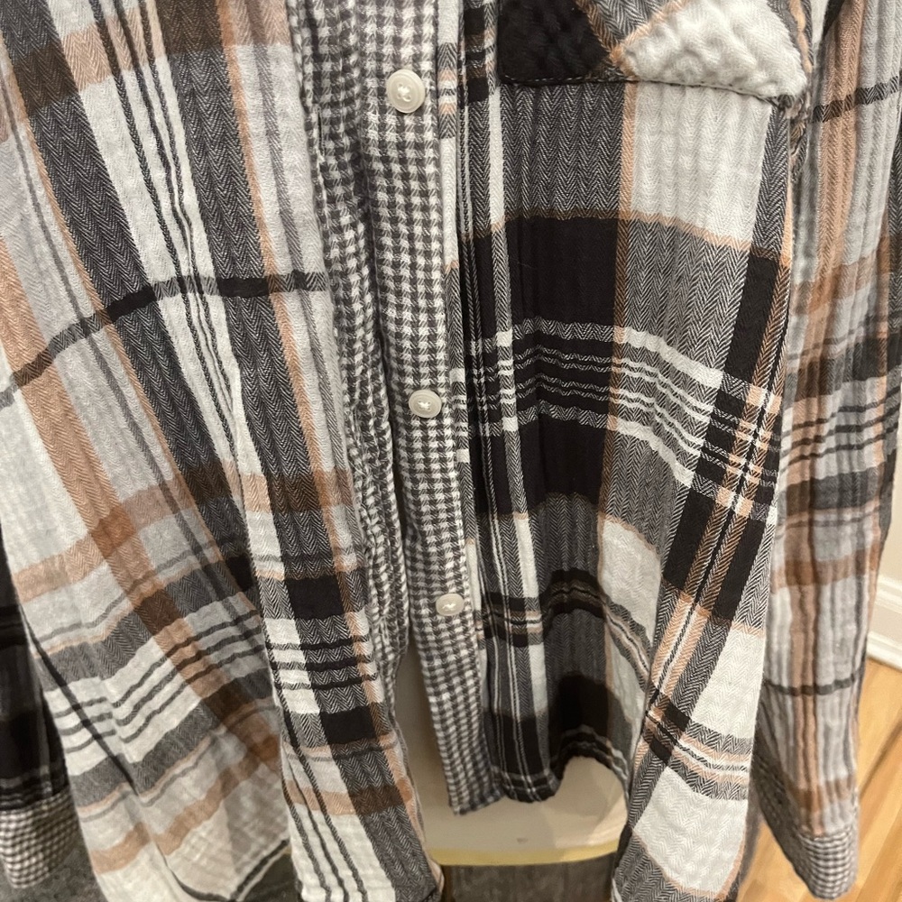 Aerie Plaid Patchwork Button Down Flannel Woman’s… - image 3
